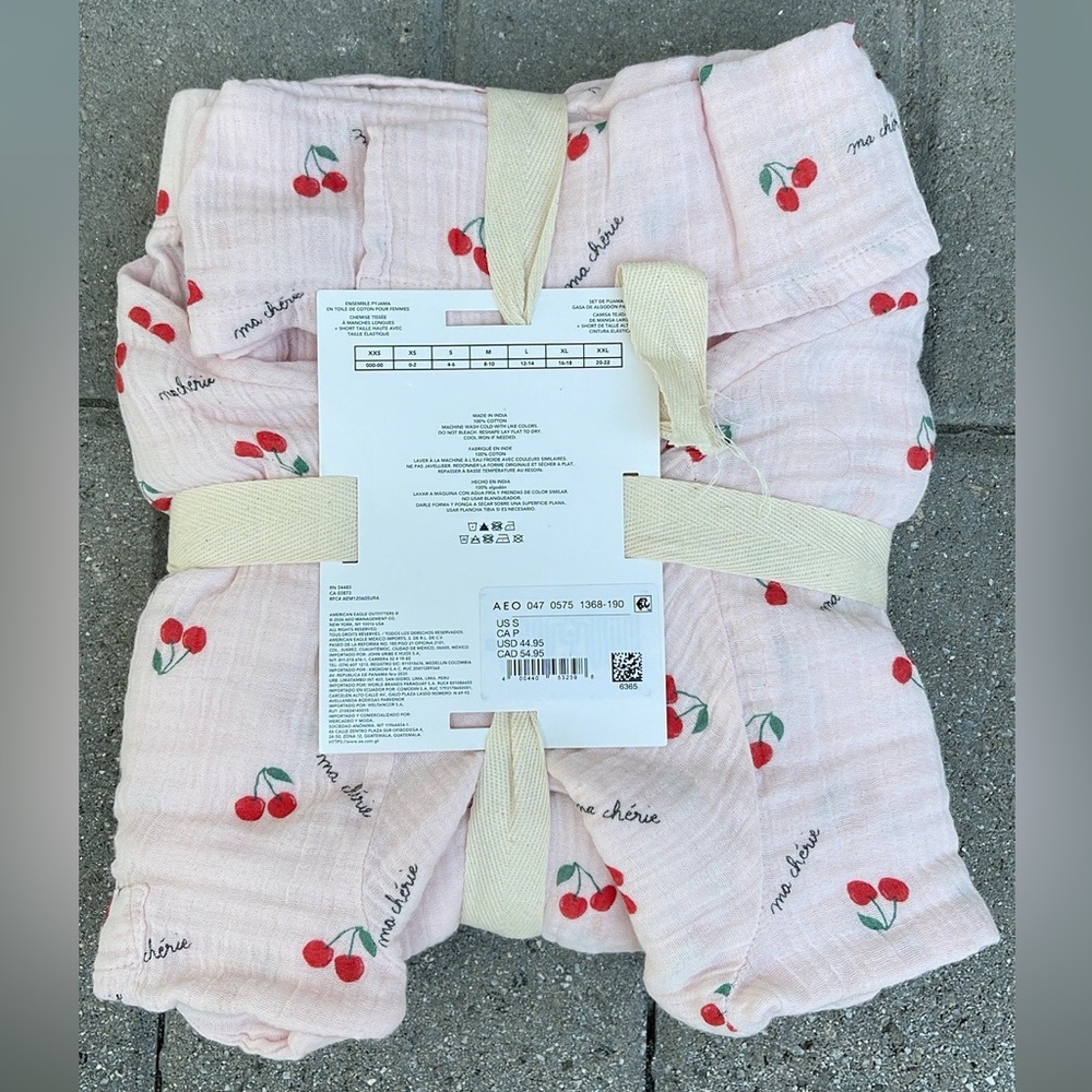 NEW cherry print AE Cotton Gauze PJ Set American Eagle - Picture 2 of 12